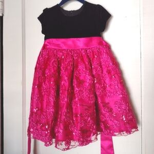 Pink And Black Velvet princess Dress - Size 3T